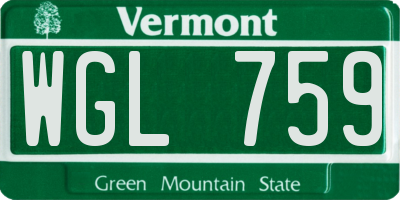 VT license plate WGL759