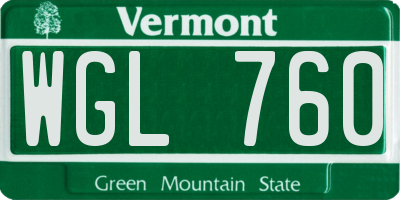 VT license plate WGL760
