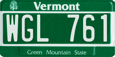 VT license plate WGL761