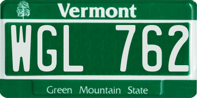 VT license plate WGL762