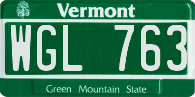 VT license plate WGL763