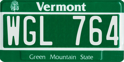 VT license plate WGL764