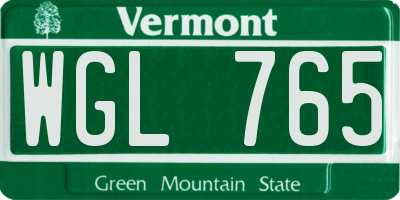 VT license plate WGL765