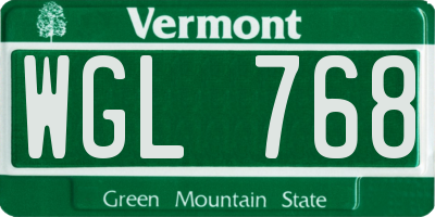 VT license plate WGL768