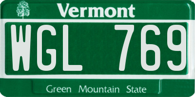 VT license plate WGL769