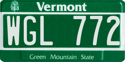 VT license plate WGL772