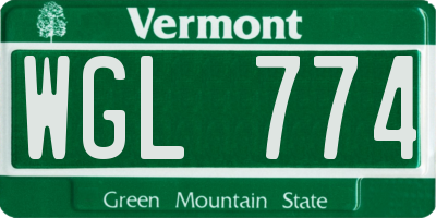 VT license plate WGL774