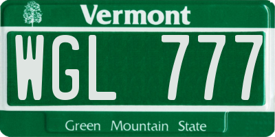 VT license plate WGL777