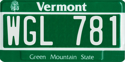 VT license plate WGL781