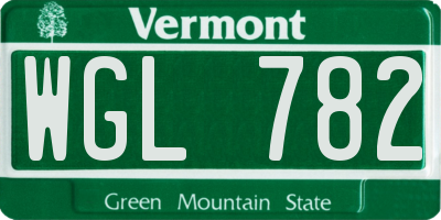VT license plate WGL782