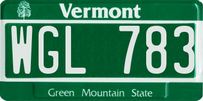 VT license plate WGL783