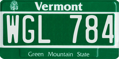 VT license plate WGL784