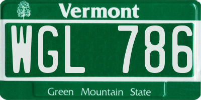 VT license plate WGL786