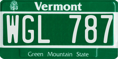 VT license plate WGL787
