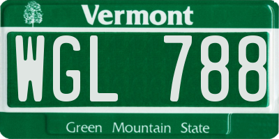 VT license plate WGL788
