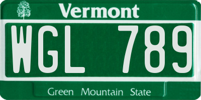 VT license plate WGL789