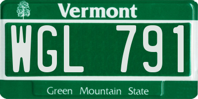 VT license plate WGL791