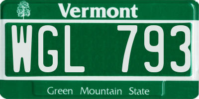 VT license plate WGL793