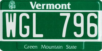 VT license plate WGL796
