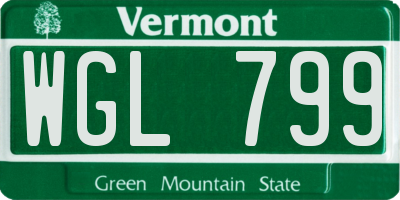 VT license plate WGL799