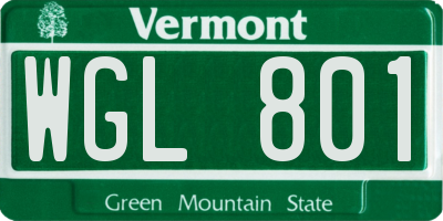 VT license plate WGL801
