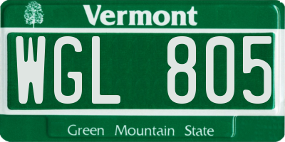 VT license plate WGL805