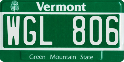 VT license plate WGL806