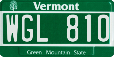 VT license plate WGL810