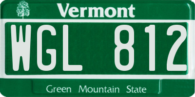 VT license plate WGL812