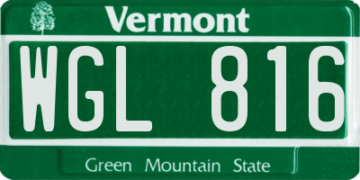 VT license plate WGL816