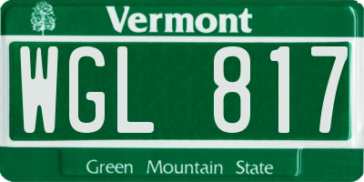 VT license plate WGL817
