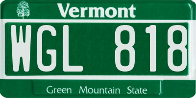 VT license plate WGL818