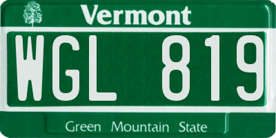 VT license plate WGL819