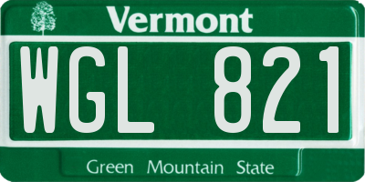 VT license plate WGL821