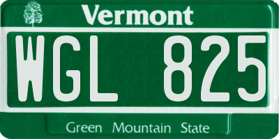 VT license plate WGL825