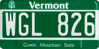 VT license plate WGL826