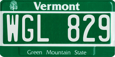 VT license plate WGL829