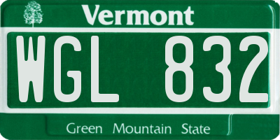 VT license plate WGL832