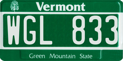 VT license plate WGL833