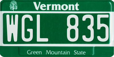 VT license plate WGL835