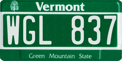 VT license plate WGL837
