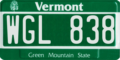 VT license plate WGL838