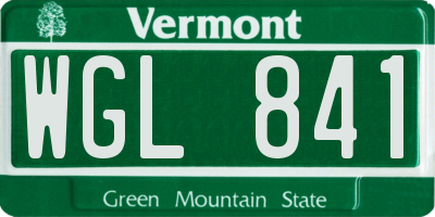 VT license plate WGL841