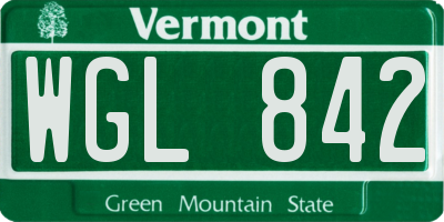 VT license plate WGL842