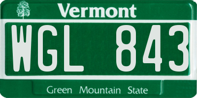 VT license plate WGL843