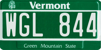 VT license plate WGL844