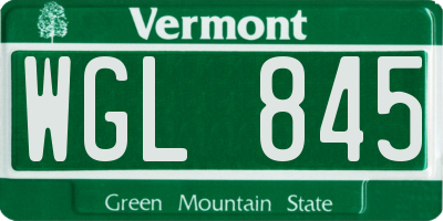 VT license plate WGL845
