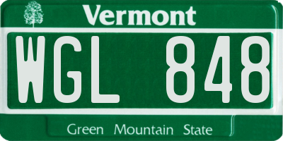 VT license plate WGL848