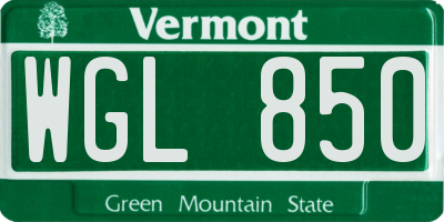 VT license plate WGL850