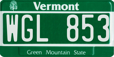 VT license plate WGL853